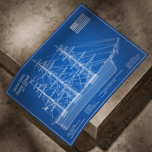 Clipper Ship Flying Cloud - Blueprint ABD Poster (Clipper Ship Flying Cloud - Blueprint ABD. Poster)