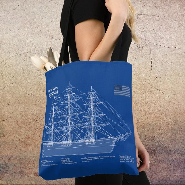 Clipper Ship Flying Cloud - Blueprint ABD Tote Bag (Clipper Ship Flying Cloud - Blueprint ABD. Tote Bag)