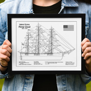Clipper Ship Flying Cloud - Ship Blueprint BD Photo Print