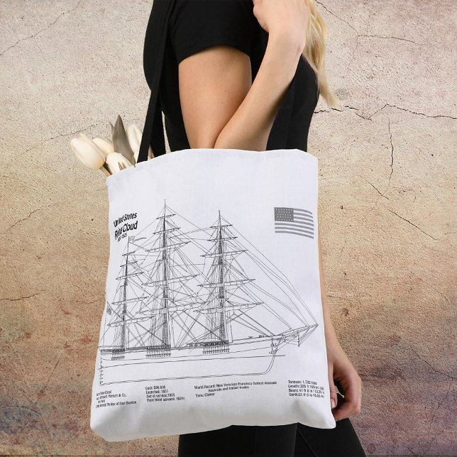 Clipper Ship Flying Cloud - Ship Blueprint BD Tote Bag (Clipper Ship Flying Cloud - Ship Blueprint BD. Tote Bag)