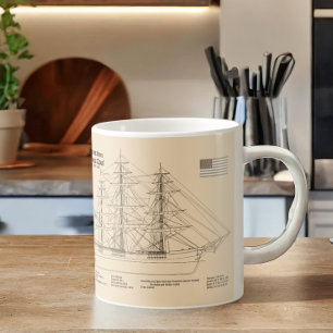 Clipper Ship Flying Cloud - Ship Blueprint SD Coffee Mug