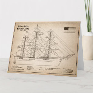 Clipper Ship Flying Cloud - Ship Blueprint SD Thank You Card