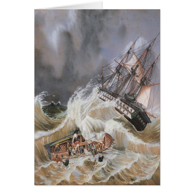 Clipper Ship Storm at Sea 1870s (Front)