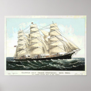 Clipper Ship Three Brothers Poster