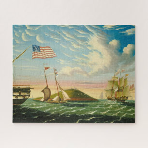 Clipper Ships Boston Harbour 1800s Jigsaw Puzzle