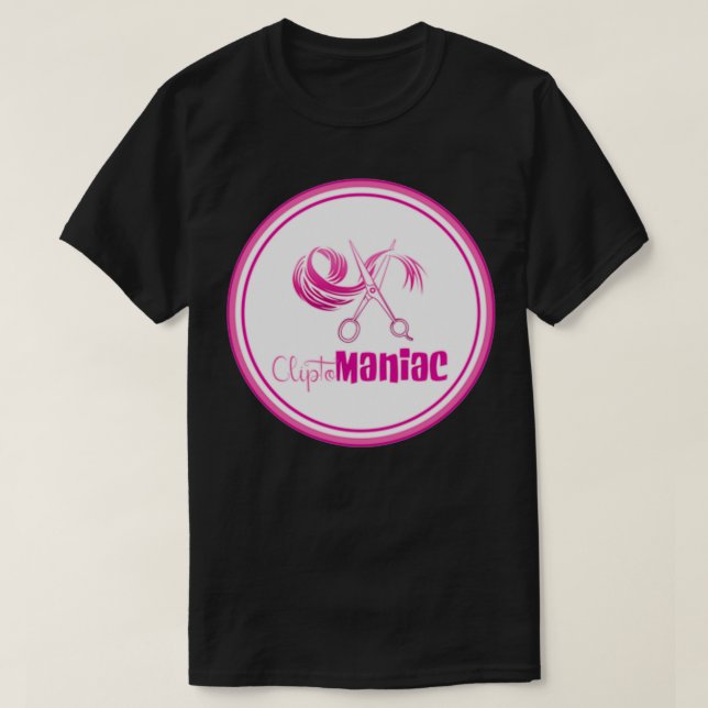 CliptoMANIAC Pink on White T-Shirt (Design Front)