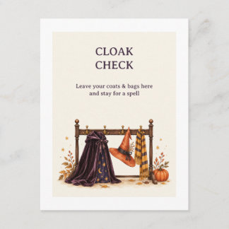 Cloak Check Halloween Coat and Bag Station Card