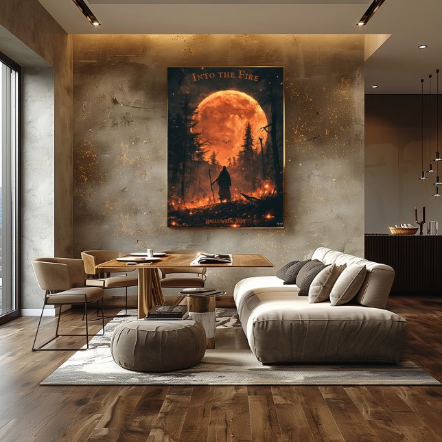 Cloaked Figure Halloween - Full Moon & Fire Forest Poster (Creator Uploaded)