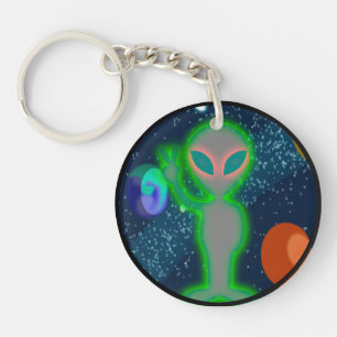 Cloaked Glowing Peace Space Alien Key Ring
