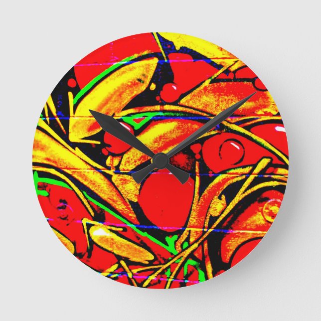 Clock-Abstract Art-Graffiti Gallery 13 Round Clock (Front)