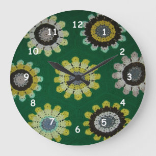 Clock - Afghan Daisies