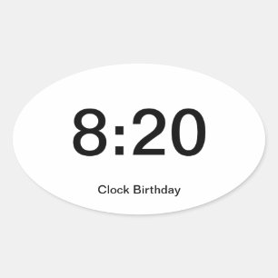Clock Birthday Sticker 8:20