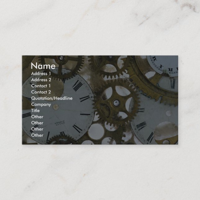 Clock cogs in ice business card (Front)