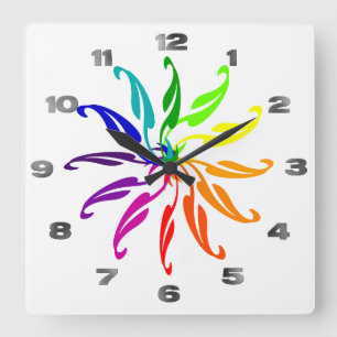 Clock - Colour wheel leaves on White