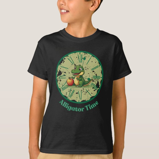 Clock Design Alligator Apple Cute T-Shirt (Front)