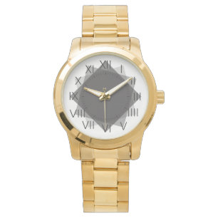 clock dial grai rectangles roman numbers watch