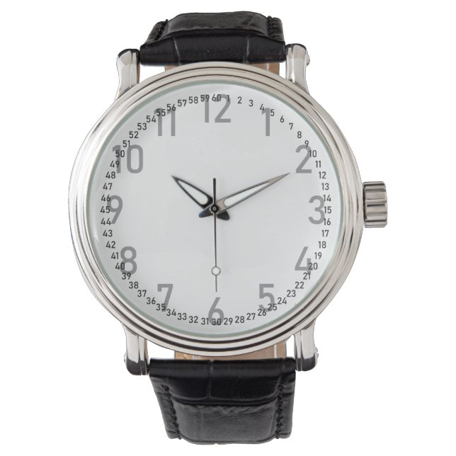 clock dial grey numbers for hours and black second watch (Front)