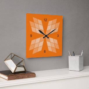 Clock - Diamond Petals on Orange