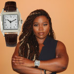 Clock Face Add Photo Art Square Leather Strap Watch<br><div class="desc">Personalise it with your photo,  artwork,  or business logo when you replace the image with your own. Edit it using the Design Tool to resize or crop the image or add text. For questions or help,  send a message.</div>