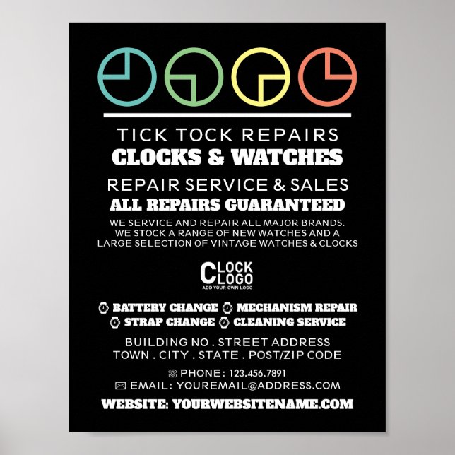 Clock Face Icons, Horologist Advertising Poster (Front)