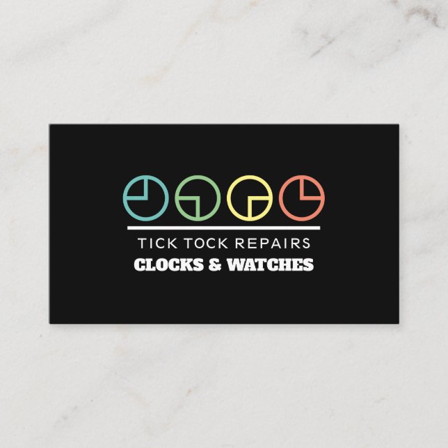 Clock Face Icons, Horologist Business Card (Front)