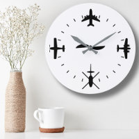 Clock Face with Aeroplane icons Cool Pilot Aviatio