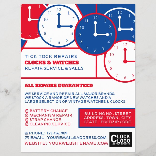 Clock Faces, Horologist Advertising Flyer (Front)