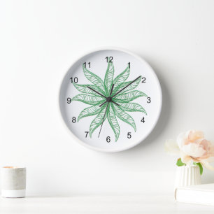 Clock - Feather Blossom in Green