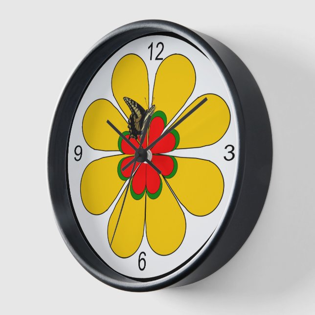 Clock - Flower Art with Butterfly (Angle)