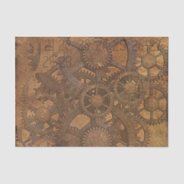 Clock Gears Steampunk Art Tissue Paper (Front)