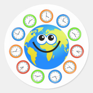 Clock Globe Classic Round Sticker
