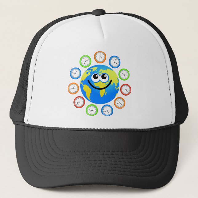 Clock Globe Trucker Hat (Front)