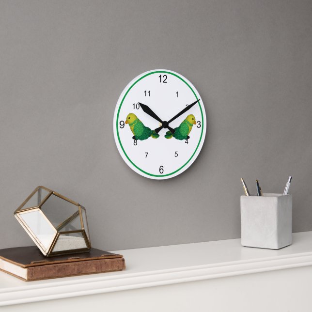 Clock - Green and Yellow Birds (Office)