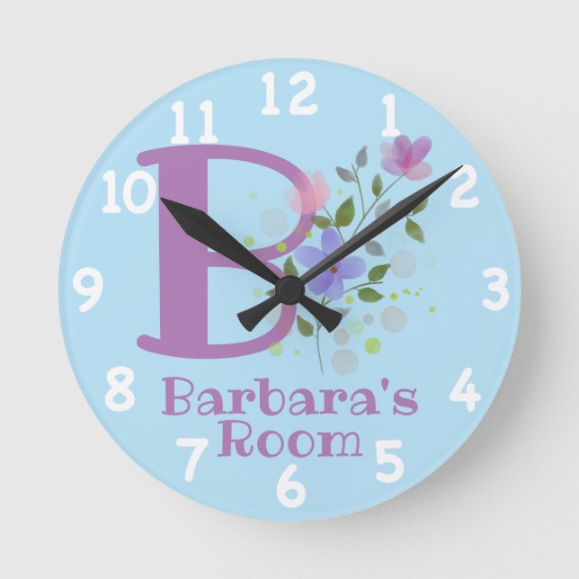 Clock in a Floral Design with Name Barbara (Front)