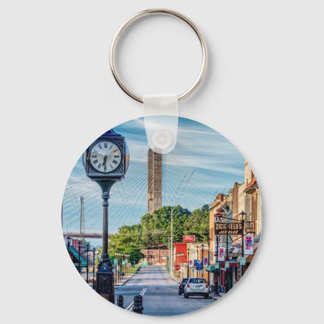 Clock In Downtown Cape Girardeau Key Ring (Front)