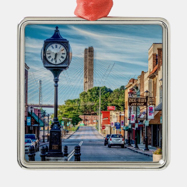 Clock In Downtown Cape Girardeau Metal Tree Decoration (Front)