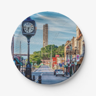 Clock In Downtown Cape Girardeau Paper Plate