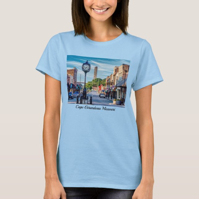 Clock In Downtown Cape Girardeau T-Shirt (Front)