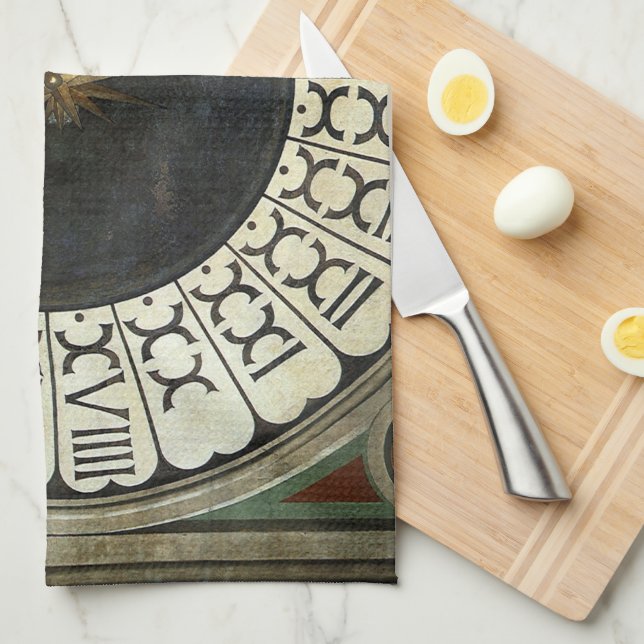 Clock in the Duomo by Paolo Uccello Tea Towel (Quarter Fold)