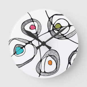 Clock modern art white circles swirls