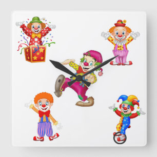 clock of wall with clowns