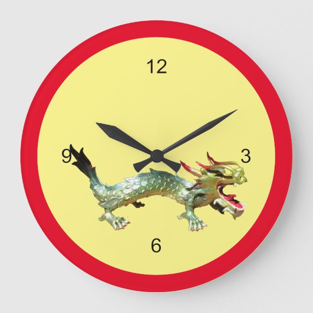 Clock - Oriental Dragon in Red Frame (Front)