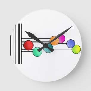 Clock Retro Circle Vibe Simple Stripes Colourful