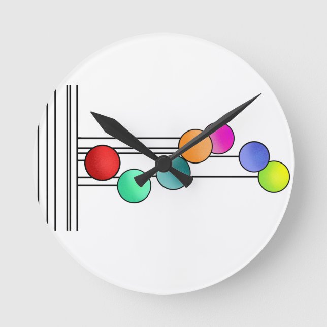 Clock Retro Circle Vibe Simple Stripes Colourful (Front)