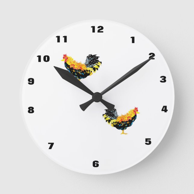 Clock, :  Rooster Round Clock (Front)