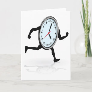 Clock Running Greeting Cards