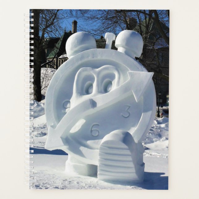 Clock Snow Sculpture, Quebec, Canada Planner (Front)