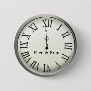 Clock Strikes Midnight New Year's Eve 6 Cm Round Badge