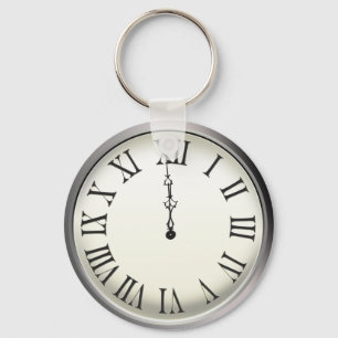 Clock Strikes Midnight New Year's Eve Key Ring