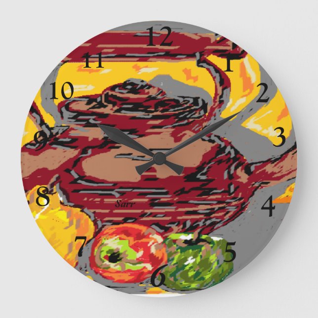 Clock Tea Kettle with Fruit (Front)